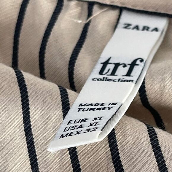 Zara TRF Cream/Black Fitted Button Down Blouse Sz XL - Picture 6 of 9